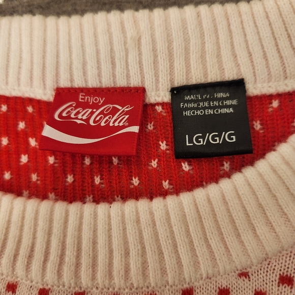 Coca Cola Festive Red and White Crewneck Sweater With Polar Bear - Picture 2 of 4